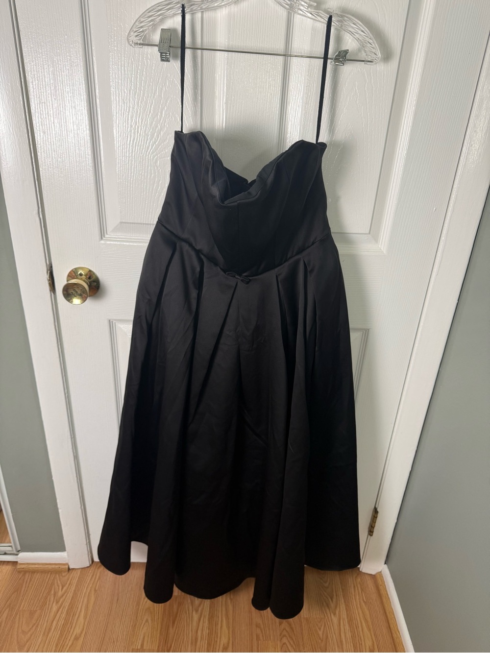 House of CB Contessa Black Strapless Satin Corset Midi Dress XL - Picture 2 of 10